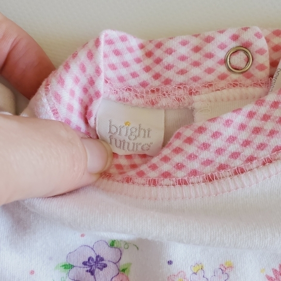 K1086 * Bright Future Floral Puff Sleeve Top White Pink Size 6/9M - Picture 4 of 6